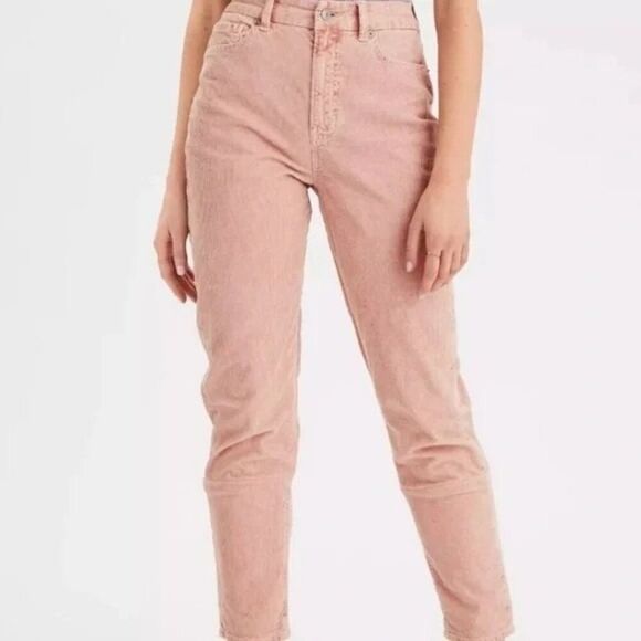 American Eagle Super Stretch  “Mom Jean” Pink Corduroy Pants  Size 8 - Picture 12 of 13